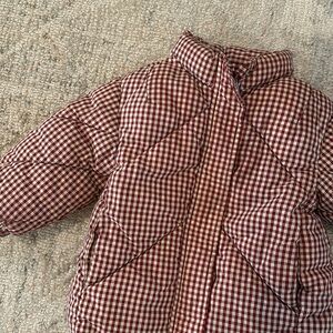 Like new Zara toddler gingham plaid puff coat